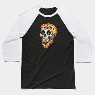 Sliced Pizza Skull Baseball T-Shirt